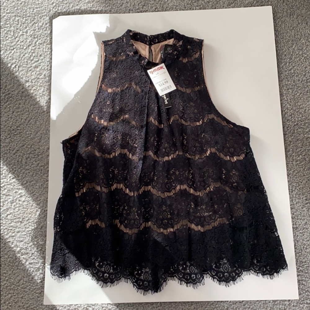 Fire Los Angeles crocheted black sleeveless top